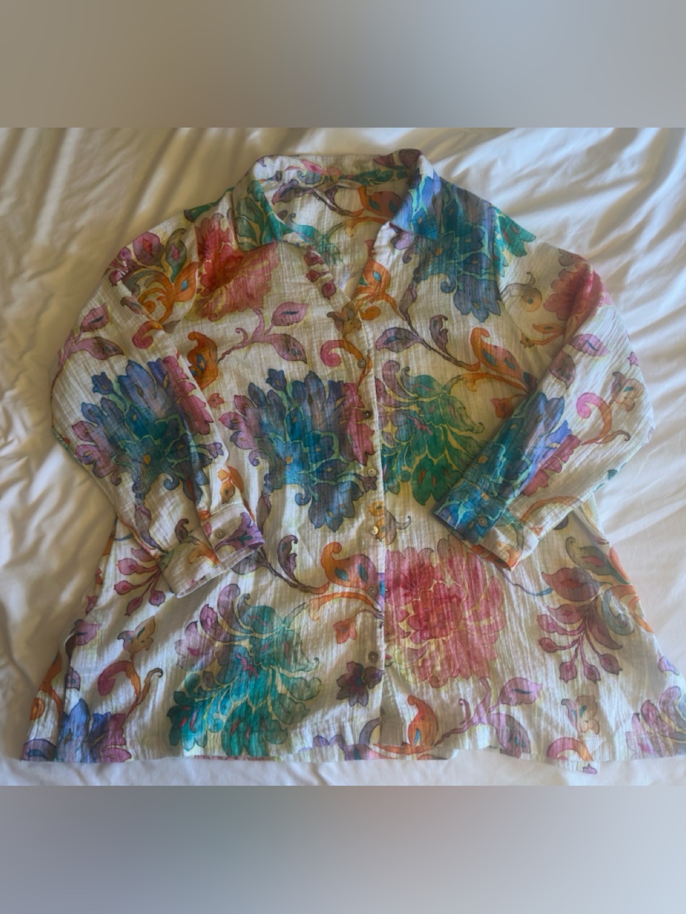Soft Surroundings Floral Button-Down Top in Multi-Color